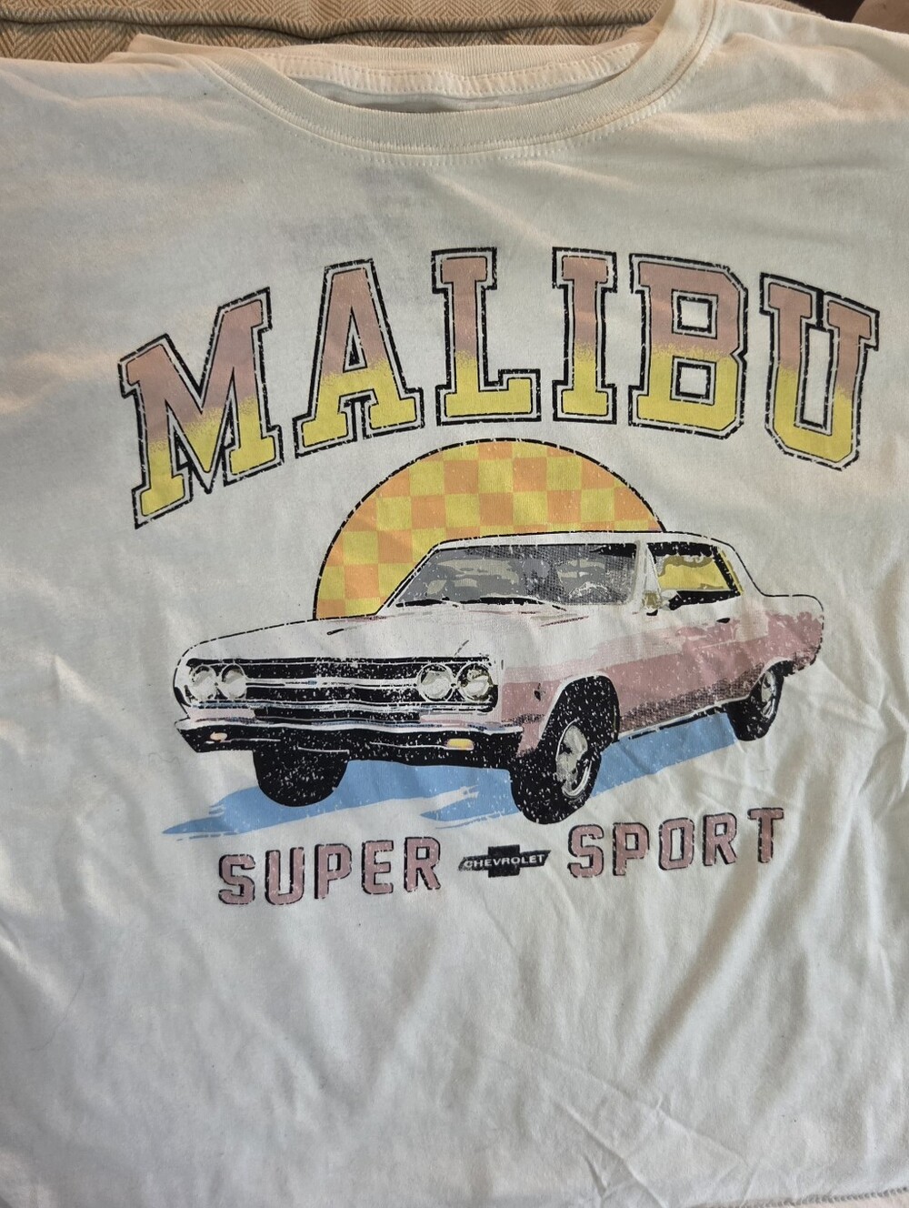 Malibu Super Sport Graphic Tee - White with Pink and Yellow Accents